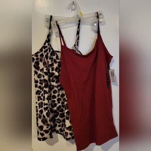 Stylish Red and Leopard Print Women's Tops